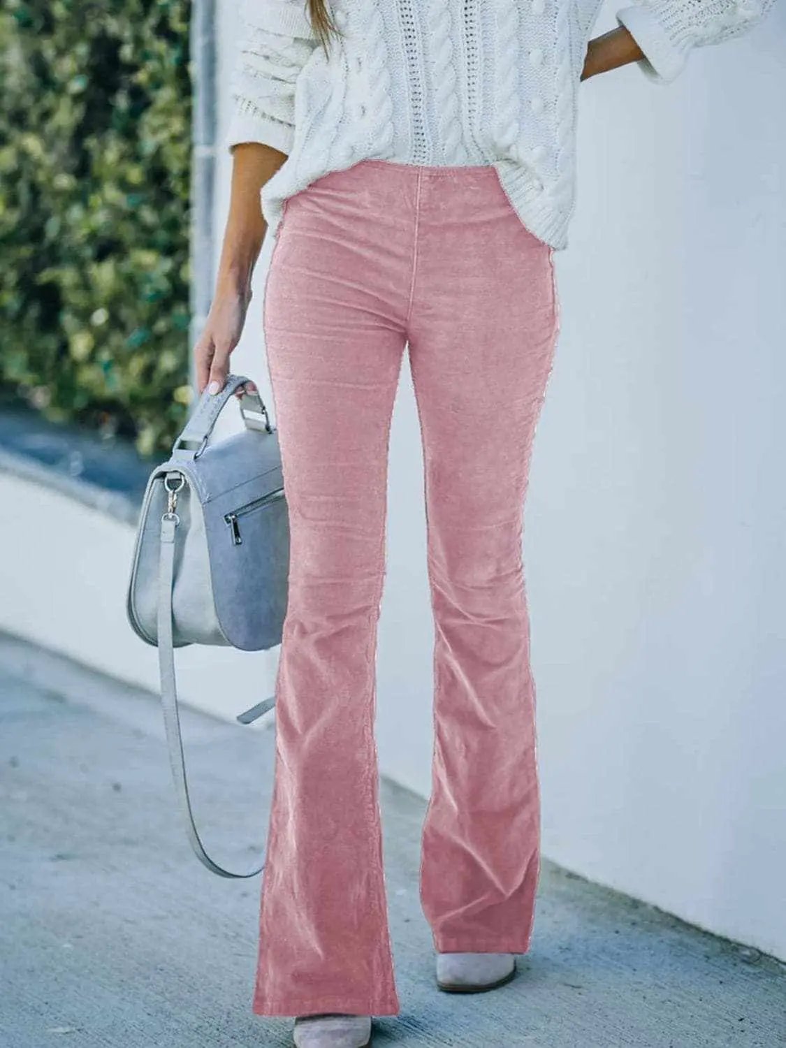 High rise bootcut trousers, polyester - Love Salve